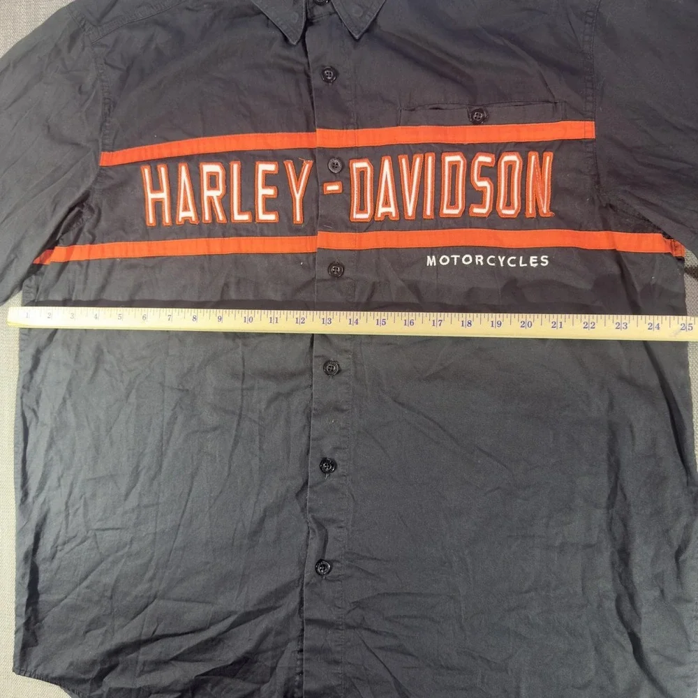 Harley-Davidson Shirt Mens XL Black Long Sleeve Button Up Motorcycles Graphic